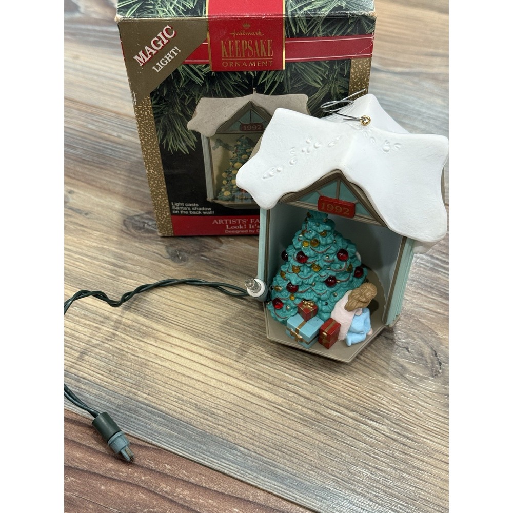 Hallmark Keepsake Ornament Look It's Santa Magic Light Signed 1992 5 Inches